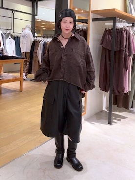「NEW ERA（ニューエラ）のアイテム（ニットキャップ/ビーニー）」を使った、hiroeさん（レディース・160cm）の秋コーディネート