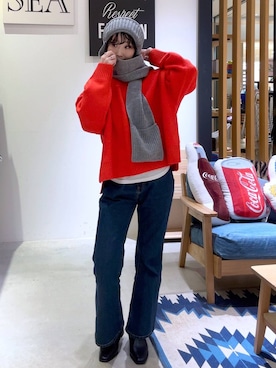 「アイテム（デニムパンツ）」を使った、hiroeさん（レディース・160cm・40代）の秋コーディネート