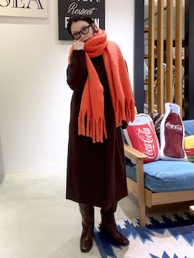 「アイテム（チェスターコート）」を使った、hiroeさん（レディース・160cm）の秋コーディネート