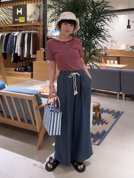 「Champion（チャンピオン）のアイテム（帽子）」を使った、hiroeさん（レディース・160cm）の春コーディネート