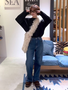 「アイテム（デニムパンツ）」を使った、hiroeさん（レディース・160cm・40代）の秋コーディネート