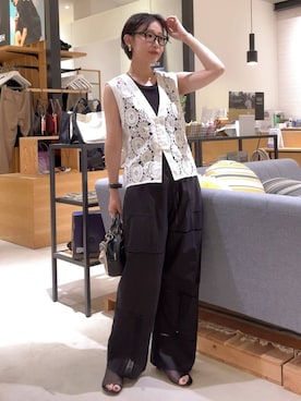 「骨格ウェーブ」｜「アイテム（ベスト）」を使った、hiroeさん（レディース・158cm）の夏コーディネート