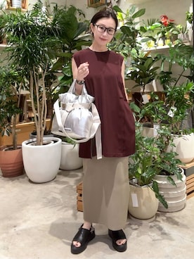 「アイテム（スカート）」を使った、hiroeさん（レディース・158cm・40代）の夏コーディネート