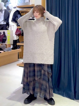 「アイテム（チュニック）」を使った、hiroeさん（レディース・160cm）の秋コーディネート