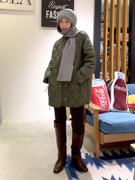 「アイテム（ダウンジャケット/コート）」を使った、hiroeさん（レディース・160cm・40代）の秋コーディネート