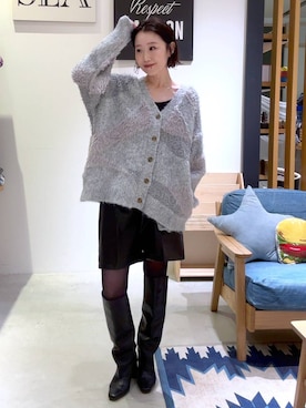 「アイテム（カーディガン/ボレロ）」を使った、hiroeさん（レディース・160cm・40代）の秋コーディネート