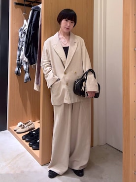 「BAYFLOW（ベイフロー）のアイテム（パンツ）」を使った、hiroeさん（レディース・160cm）の春コーディネート