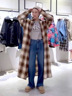 「アイテム（シャツワンピース）」を使った、hiroeさん（レディース・158cm）の秋コーディネート