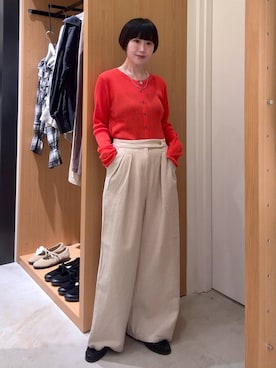 「BAYFLOW（ベイフロー）のアイテム（パンツ）」を使った、hiroeさん（レディース・160cm）の春コーディネート