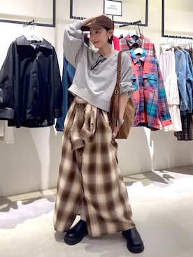 「アイテム（シャツワンピース）」を使った、hiroeさん（レディース・158cm）の秋コーディネート