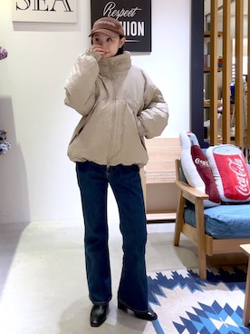 「アイテム（ダウンジャケット/コート）」を使った、hiroeさん（レディース・160cm・40代）の秋コーディネート