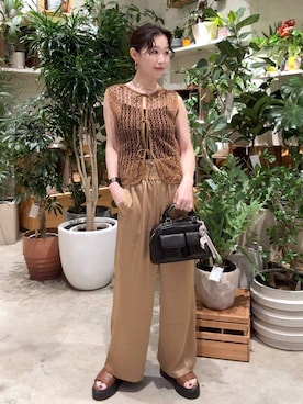 「アイテム（ボストンバッグ）」を使った、hiroeさん（レディース・158cm・40代）の夏コーディネート