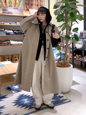 「アイテム（ステンカラーコート）」を使った、hiroeさん（レディース・160cm）の冬コーディネート