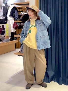 「アイテム（デニムジャケット）」を使った、hiroeさん（レディース・160cm・40代）の秋コーディネート