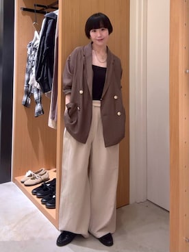 「BAYFLOW（ベイフロー）のアイテム（パンツ）」を使った、hiroeさん（レディース・160cm）の春コーディネート