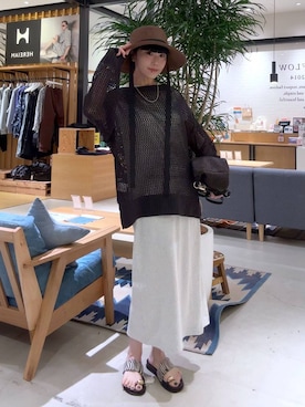 「アイテム（帽子）」を使った、hiroeさん（レディース・160cm）の春コーディネート