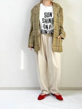 「スウェットギャザーパンツ」｜「アイテム（ジャケット/アウター）」を使った、erina さん（レディース・165cm）の冬コーディネート