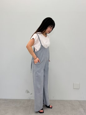 「アイテム（つなぎ/オールインワン、グレー系）」を使った、cocaさん（レディース・154cm）の夏コーディネート