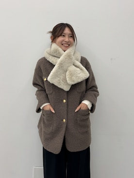 「アイテム（ノーカラーコート）」を使った、cocaさん（レディース・162cm）の秋コーディネート