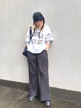 「coca（coca）（コカ）のアイテム（スウェット）」を使った、cocaさん（レディース・160cm）の秋コーディネート