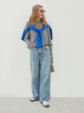 「coca（coca）（コカ）の＼26ss 新色追加／大人気!!ガーゼシャツ（シャツ/ブラウス、ブルー系）」を使った、cocaさん（レディース・160cm）の夏コーディネート