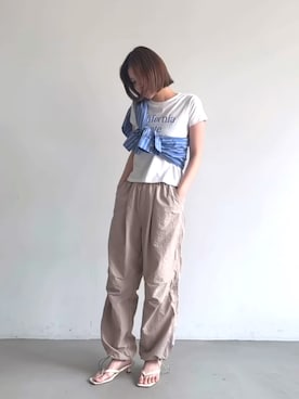 「coca（coca）（コカ）のアイテム（Tシャツ/カットソー）」を使った、cocaさん（レディース・161cm）の夏コーディネート