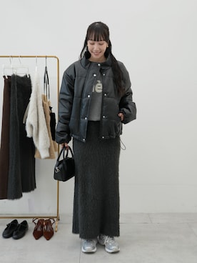 「アイテム（ノーカラージャケット）」を使った、cocaさん（レディース・162cm）の冬コーディネート