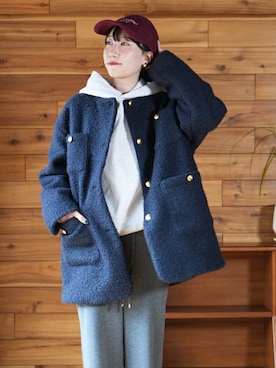 「アイテム（ノーカラーコート）」を使った、cocaさん（レディース・162cm）の秋コーディネート