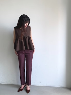 「秋服」｜「アイテム（ベスト）」を使った、cocaさん（レディース・154cm）の夏コーディネート