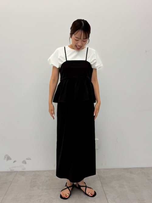 バックリボンペプラムキャミワンピース