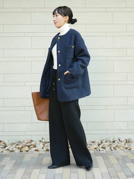 「体型カバー」｜「アイテム（ジャケット/アウター）」を使った、cocaさん（レディース・162cm）の冬コーディネート