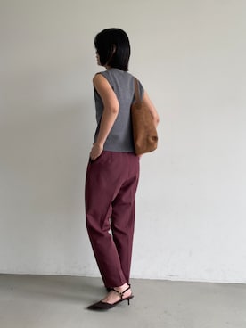 「アイテム（スラックス、レッド系）」を使った、cocaさん（レディース・169cm）の夏コーディネート