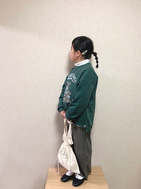 「チェック柄に恋してる」｜「アイテム（バレエシューズ）」を使った、koharu☺︎さん（キッズ・120cm）の秋コーディネート