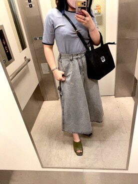 「アイテム（デニムスカート、グレー系）」を使った、はるかさん（レディース・152cm）の夏コーディネート