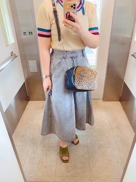 「アイテム（デニムスカート、グレー系）」を使った、はるかさん（レディース・152cm）の夏コーディネート