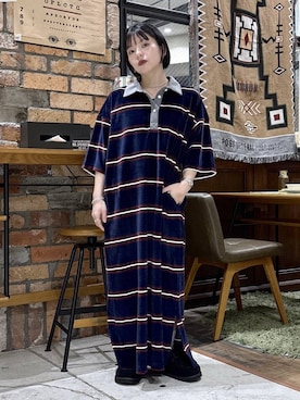 「niko and...（ニコアンド）の《抗菌消臭》スライドモカシンシューズ（モカシン/デッキシューズ、ブラック系）」を使った、むーちゃんさん（レディース・146cm）の春コーディネート