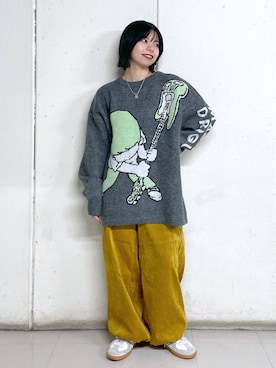 「アイテム（カーゴパンツ、イエロー系）」を使った、むーちゃんさん（レディース・146cm）の秋コーディネート