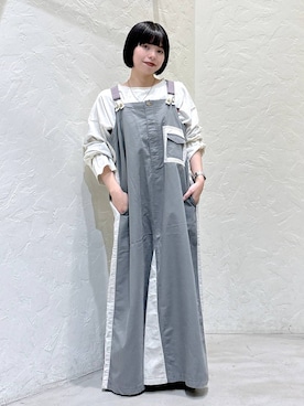 「高見え」｜「アイテム（ジャンパースカート）」を使った、むーちゃんさん（レディース・146cm）の夏コーディネート