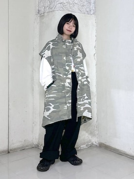 「高見え」｜「アイテム（ミリタリージャケット）」を使った、むーちゃんさん（レディース・146cm）の秋コーディネート