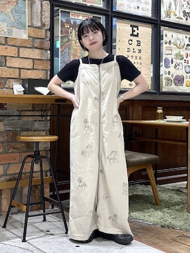 「niko and...（ニコアンド）のCOLORマイスターTシャツ（Tシャツ/カットソー、ブラック系）」を使った、むーちゃんさん（レディース・146cm）の夏コーディネート