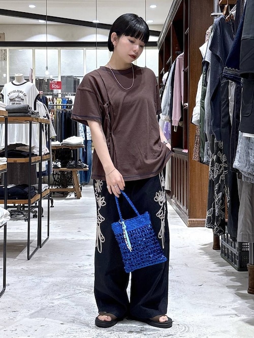 NoRemID 黒刺繍パンツ NoRemID 黒刺繍パンツ NoRemID 黒刺繍パンツ side embroidery pa