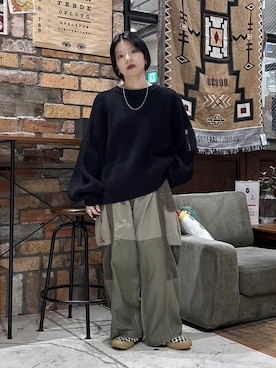 「アイテム（カーゴパンツ）」を使った、むーちゃんさん（レディース・146cm）の秋コーディネート