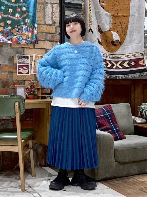 【タグ付き未使用品】青のプリーツスカート ANAYI スカート ソフトグログランタックスカート : ZOZOTOWN Yahoo!店