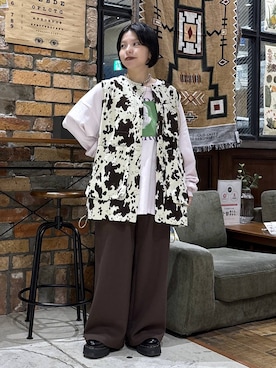 「アイテム（ベスト）」を使った、むーちゃんさん（レディース・146cm・20代）の秋コーディネート