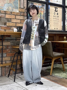 「niko and...（ニコアンド）の3Dドロップデニムパンツ [NKJ 2026AW]（デニムパンツ、ブルー系）」を使った、むーちゃんさん（レディース・146cm）の夏コーディネート