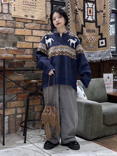 NASU FARM VILLAGE】ジャガードZIPニットプルオーバー（ニット