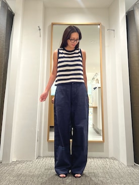 「CANAL JEAN（キャナルジーン）のDume(デューム) ウェリントンメガネ（メガネ、ブラック系）」を使った、hamaさん（レディース・164cm）の夏コーディネート