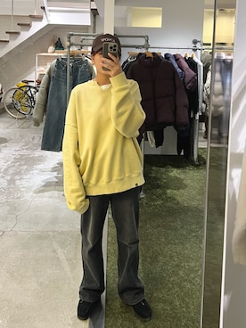 「CANAL JEAN（キャナルジーン）のアイテム（ピアス（両耳用））」を使った、hamaさん（レディース・163cm）の冬コーディネート