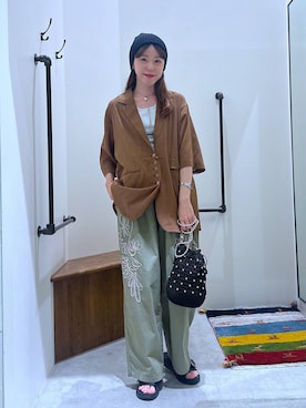 「アイテム（ニットキャップ/ビーニー）」を使った、みさきまるさん（レディース・160cm・30代）の夏コーディネート