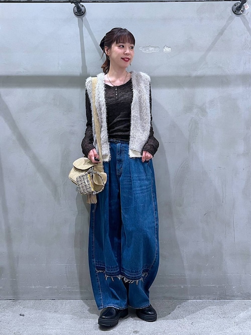 ニコアンド完売品ベスト niko and…（ニコアンド） 刺繍ニットベスト - ネイビー レディース